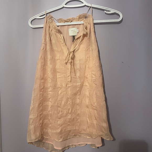Anthropologie NWT HD in Paris Pink Shadow Pane Silk Tank - Picture 5 of 6
